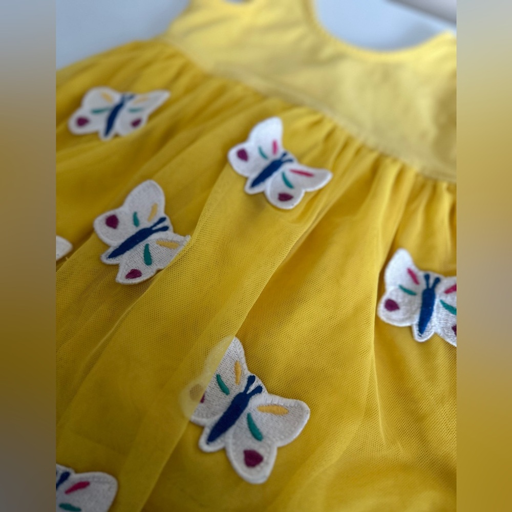 Hanna Andersson Yellow Butterfly Applique Tulle Dress - Picture 4 of 5